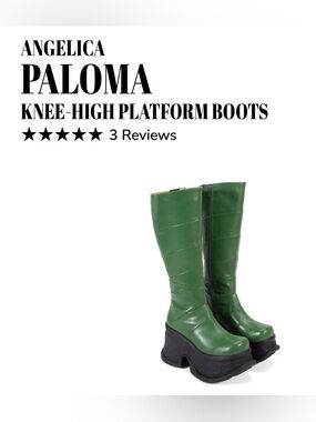 Fluevog LIKE NEW Angelica Paloma knee-high green leather mega platform boot - 8